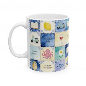 Book Club Patchwork Ceramic Mug — 'Book Club Babe' Patterned Tea Coffee Cup