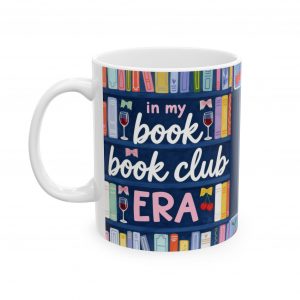 Book Club Ceramic Mug – Navy Bookshelf Design (11oz & 15oz)