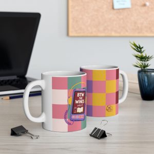 Colorful Checkerboard Ceramic Mug with Retro Cassette Design
