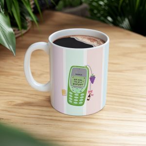Pastel Striped Floral Ceramic Mug – Cute Garden Bouquet Coffee Cup (11oz, 15oz)