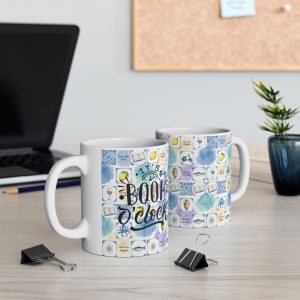 Blue Mediterranean Tile Ceramic Mug — Inspirational Quote Coffee Cup (11oz/15oz)